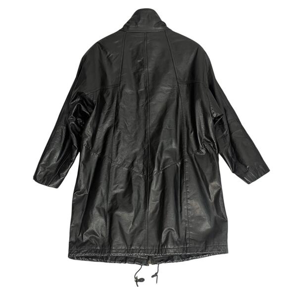 Vintage Wilsons Black Leather Jacket Womens Large Thinsulate Lined Overcoat - Picture 4 of 11